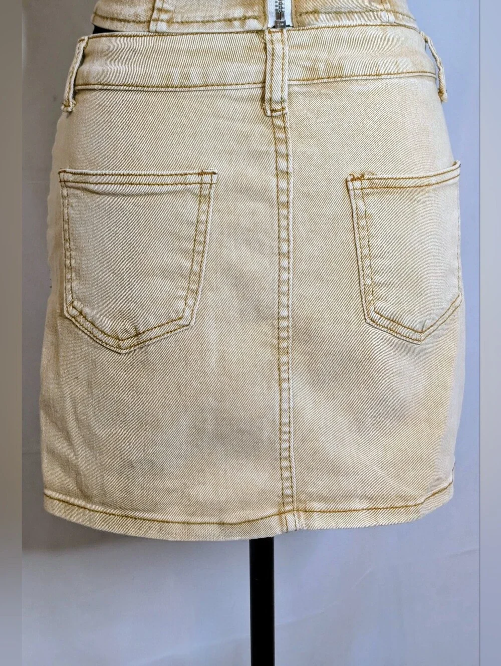 Cream Denim Corset & Mini Skirt Set, Size Small- Coastal Cowgirl